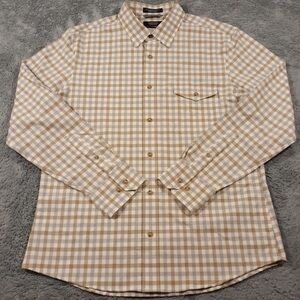 Nordstrom Men's Tan Plaid Button-Down Shirt